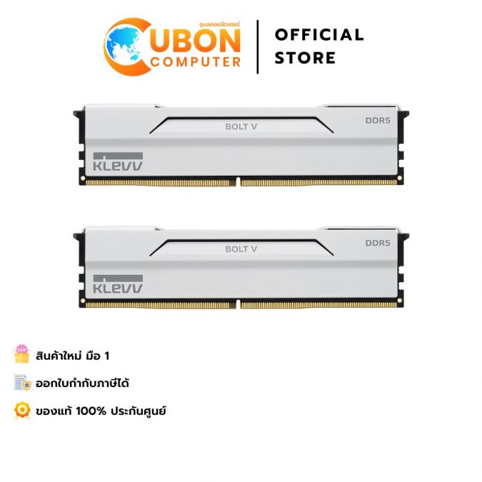 RAM (แรมพีซี) KLEVV BOLT V GAMING OC WHITE 32GB (16GBx2) DDR5 6400MHZ CL30
