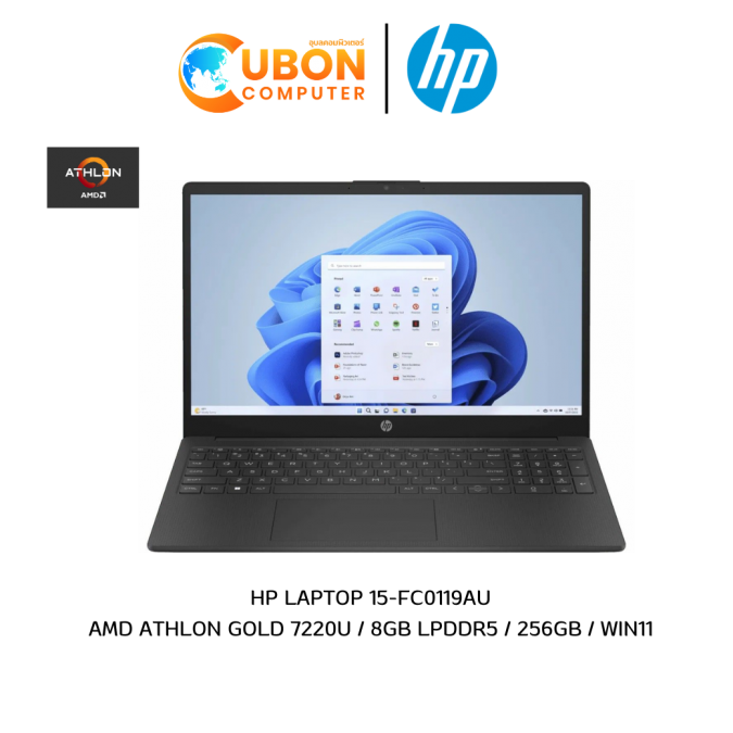 HP LAPTOP 15-FC0119AU NOTEBOOK (โน๊ตบุ๊ค) AMD ATHLON GOLD 7220U / 8GB LPDDR5 / 256GB / WIN11
