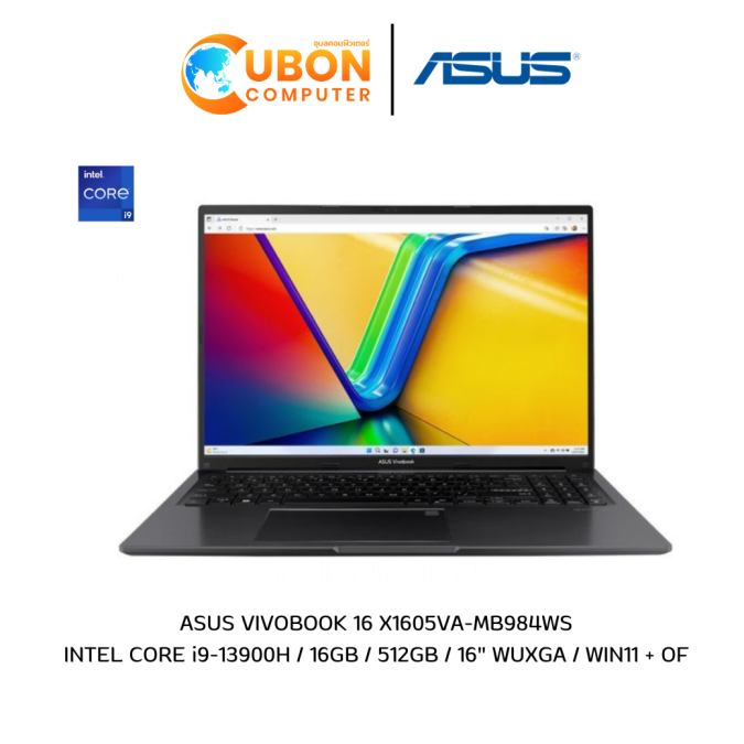 NOTEBOOK โน๊ตบุ๊ค ASUS VIVOBOOK 16 X1605VA-MB984WS INTEL CORE i9-13900H /RAM16GB /SSD512GB /16" WUXGA / WIN11 + OF