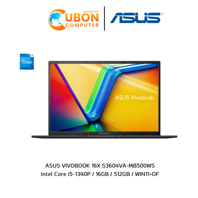 NOTEBOOK (โน๊ตบุ๊ค) ASUS VIVOBOOK 16X S3604VA-MB500WS  Intel Core i5-1340P/16GB/512/WIN11+OF