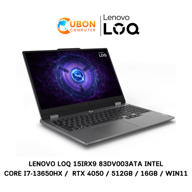 LENOVO LOQ 15IRX9 83DV003ATA NOTEBOOK (โน๊ตบุ๊ค) INTEL CORE I7-13650HX /  RTX 4050 6GB GDDR6 / RAM 16 GB / SSD 512 GB / WIN 11 HOME / ประกันศูนย์ 3 ปี