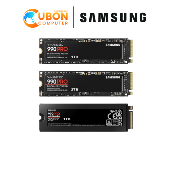 SAMSUNG 990 PRO SSD (เอสเอสดี) PCIE 4.0 NVME M.2 (1TB/2TB/HEATSINK 1TB)