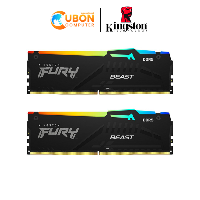 RAM (แรมพีซี) 32GB (16GBx2) 5600MHz KINGSTON FURY BEAST DDR5 RGB (KF556C40BBAK2-32)