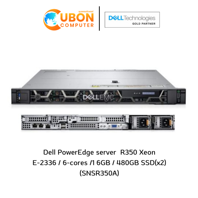 Dell PowerEdge Server R350 Xeon E-2336/6-cores/16GB/480GB SSD(x2)(SNSR350A)