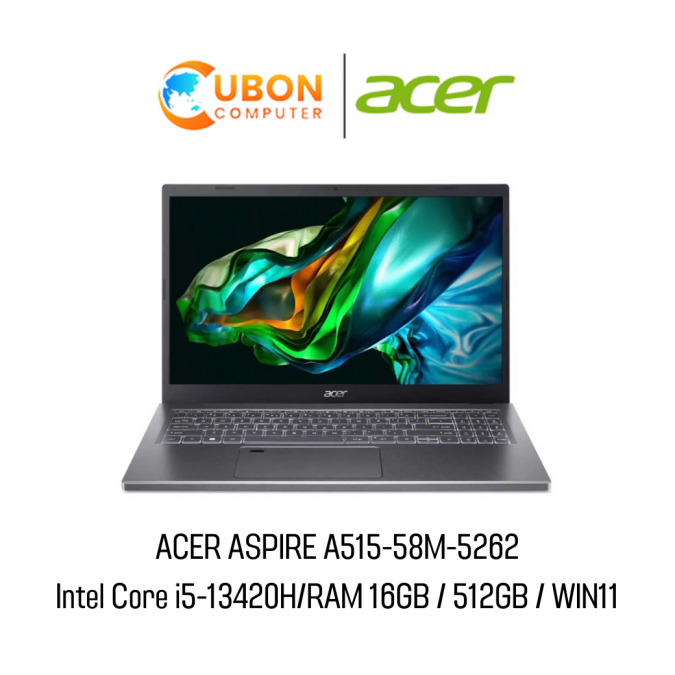 ACER ASPIRE A515-58M-5262 NOTEBOOK (โน๊ตบุ๊ค) Intel Core i5-13420H/RAM 16GB / 512GB / WIN11 +OF ประกันศูนย์ 2 ปี