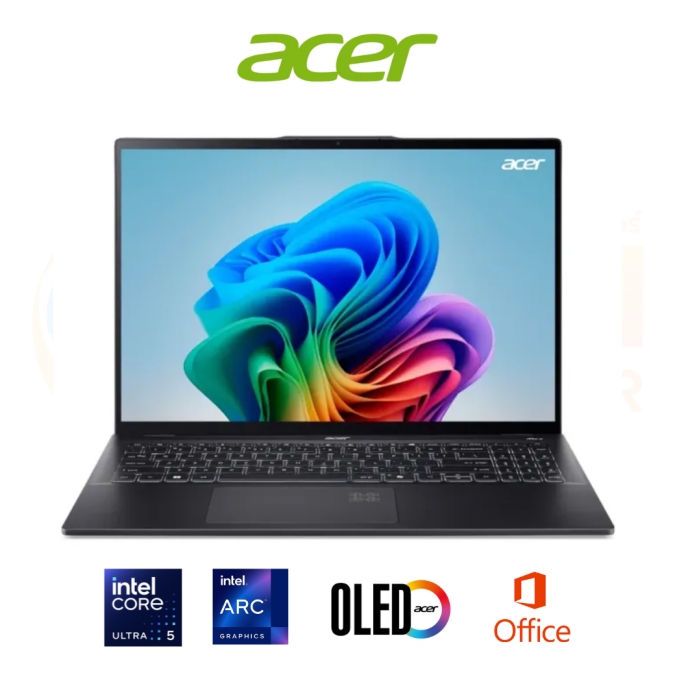 ACER SWIFT 16 AI SF16-51-599L NOTEBOOK (โน้ตบุ๊ค) INTEL CORE ULTRA 5 226V / 16GB / 512GB / WIN 11+OFF / ประกันศูนย์ 3 ปี 1 ปี OSS