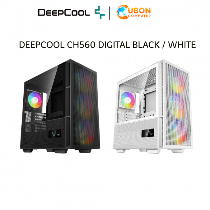 CASE เคส DEEPCOOL CH560 DIGITAL BLACK/WHITE (E-ATX) ประกันศูนย์ 1 ปี