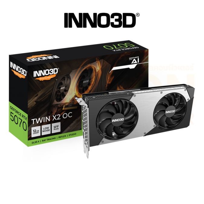 VGA การ์ดจอ INNO3D GEFORCE RTX 5070 TWIN X2 OC 12GB GDDR7 ประกันศูนย์ 3 ปี