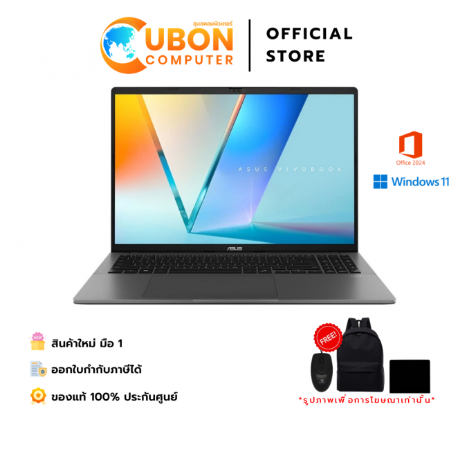 ASUS VIVOBOOK S16 D3607HA-OLED756WA NOTEBOOK (โน้ตบุ๊ค) / AMD Ryzen 7 260 / 16GB / 512GB / WIN 11+ OFF 2024 + OFF 365 / 3 YEAR