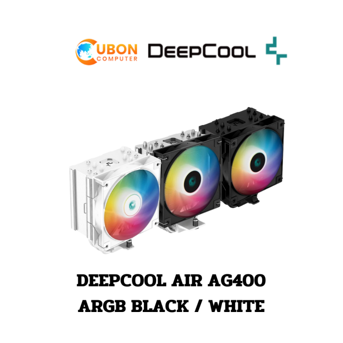 CPU COOLER (พัดลมซีพียู) DEEPCOOL AIR AG400 ARGB BLACK/WHITE ประกันศูนย์ 1 ปี