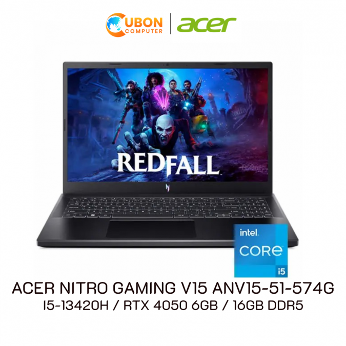 NOTEBOOK (โน๊ตบุ๊ค) ACER NITRO GAMING V15 ANV15-51-574G INTEL CORE I5-13420H / RTX 4050 6GB / 16GB DDR5 / 512GB / WIN11 / ประกันศูนย์ 3 ปี