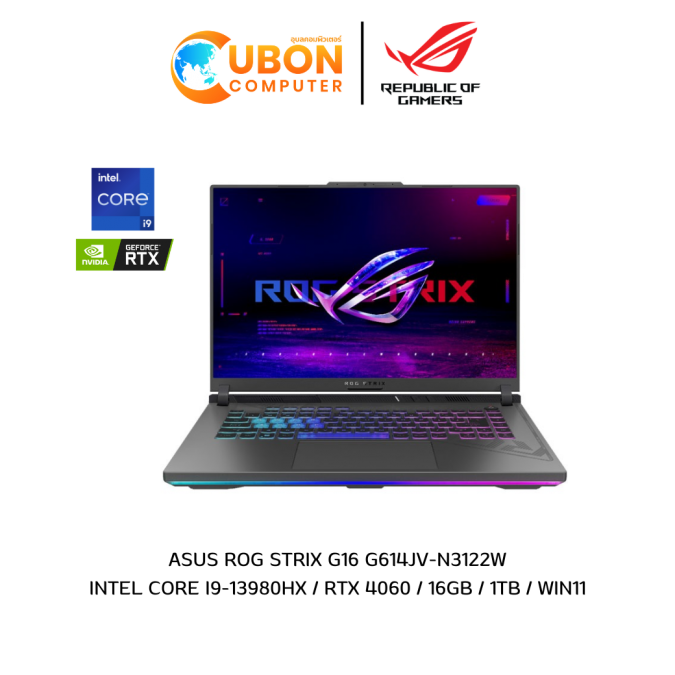 NOTEBOOK โน๊ตบุ๊ค ASUS ROG STRIX G16 G614JV-N3122W INTEL CORE I9-13980HX / RTX 4060 / 16GB / 1TB / WIN11