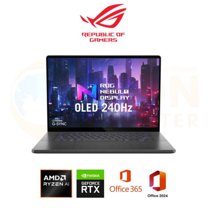 ASUS ROG ZEPHYRUS G16 GA605KM-QR045WA NOTEBOOK (โน้ตบุ๊ค) AMD RYZEN AI 7 350 / RTX 5060 / 32GB / 1TB / WIN11+OFF+OFF365 / ประกันศูนย์ 3 ปีOSS