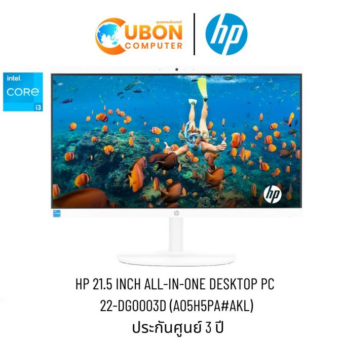 HP AIO 22-DG0003D / INTEL CORE I3-N300 / 8GB / 256GB / WIN11 / ประกันศูนย์ 3 ปี 
