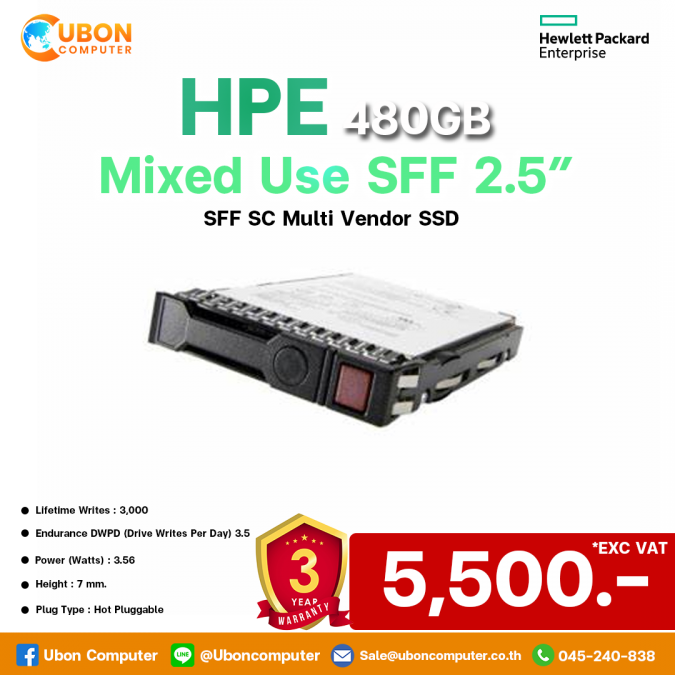 HPE 480GB SATA 6G 2.5" MIXED USE SFF (P18432-B21)