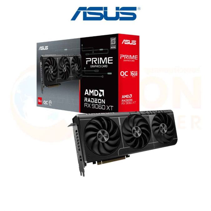 VGA การ์ดจอ ASUS PRIME RADEON RX 9060 XT 16GB GDDR6 OC EDITION ประกันศูนย์ 3 ปี