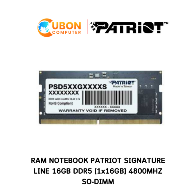 RAM NOTEBOOK (แรมโน๊ตบุ๊ค) PATRIOT SIGNATURE LINE 16GB DDR5 [1x16GB] 4800MHZ SO-DIMM