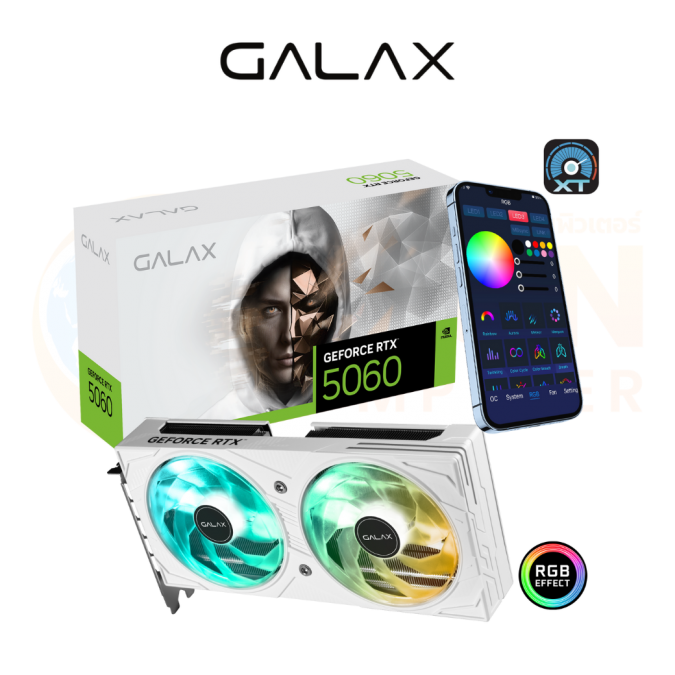 VGA การ์ดจอ GALAX GEFORCE RTX 5060 EX 1-CLICK OC WHITE 8GB GDDR7