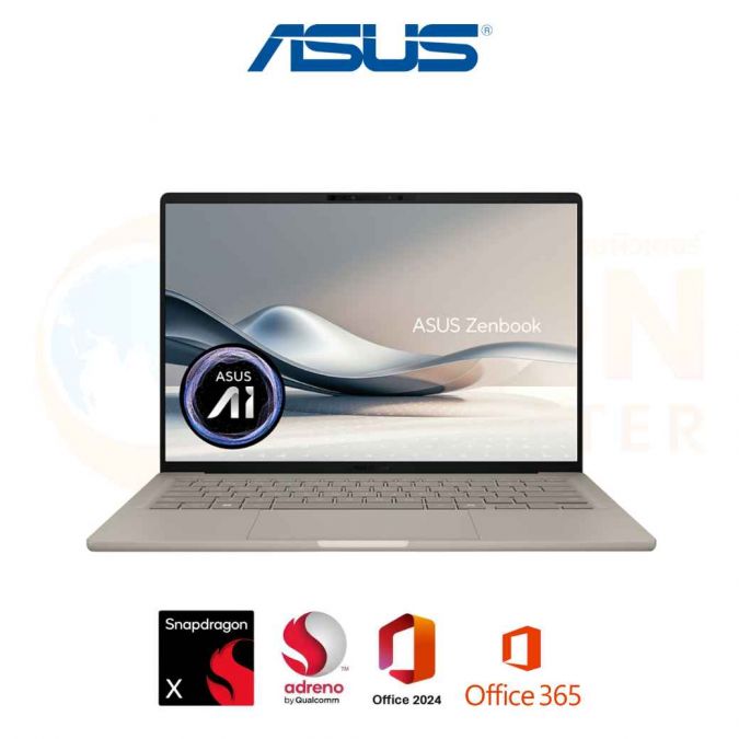 ASUS ZENBOOK A14 UX3407QA-QD001WA NOTEBOOK (โน้ตบุ๊ค) SNAPDRAGON X X1 26 100 / 16GB / 512GB / WIN11+OFF+OFF365 / ประกันศูนย์ 3 ปี OSS