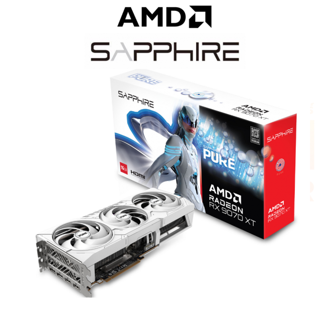 VGA การ์ดจอ SAPPHIRE PURE AMD RADEON RX 9070 XT GAMING OC 16G GDDR6 ประกันศูนย์ 3 ปี