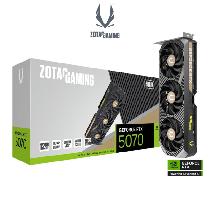 VGA การ์ดจอ ZOTAC GAMING GEFORCE RTX 5070 SOLID 12GB GDDR7