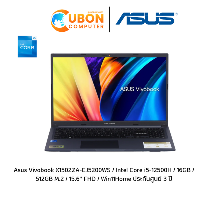 Notebook (โน๊ตบุ๊ค) Asus Vivobook X1502ZA-EJ5200WS / Intel Core i5-12500H / 16GB / 512GB M.2 / 15.6" FHD / Win11Home ประกันศูนย์ 3 ปี