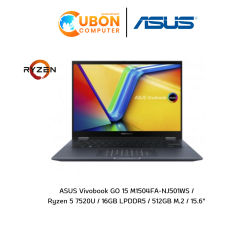 Notebook (โน๊ตบุ๊ค) Asus Vivobook GO 15 M1504FA-NJ501WS / Ryzen 5 7520U / 16GB LPDDR5 / 512GB M.2 / 15.6" / Win11Home+Office ประกันศูนย์ 2 ปี