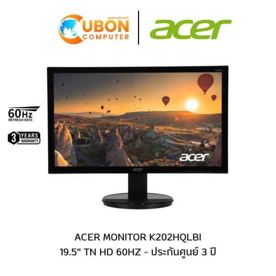 ACER MONITOR (จอมอนิเตอร์) K202HQLBI 19.5" TN HD 60Hz - 3 YEARS
