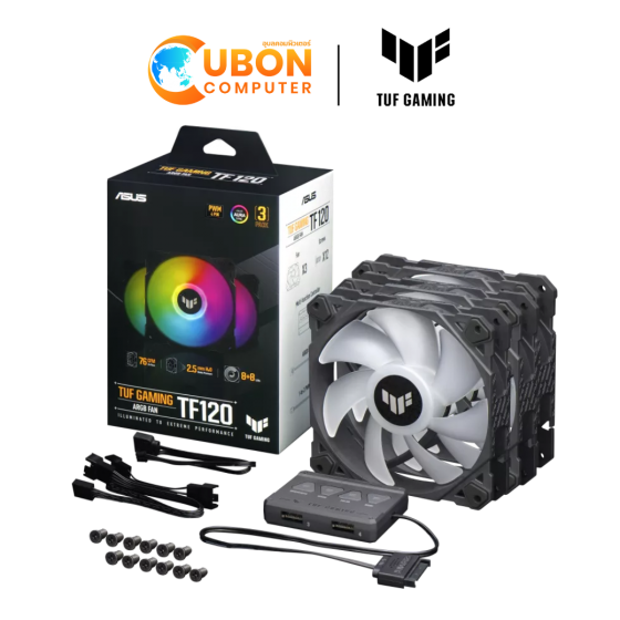 FAN CASE (พัดลมเคส) ASUS TUF GAMING TF120 ARGB BLACK TRIPLE FAN ประกันศูนย์ 5 ปี