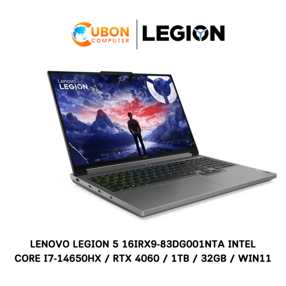 [พร้อมส่ง] Lenovo Legion 5 16IRX9-83DG001NTA Luna Grey (โน๊ตบุ๊ค) INTEL CORE I7-14650HX / RTX 4060 / 1TB / 32GB / WIN11 ประกันศูนย์ 3 ปี