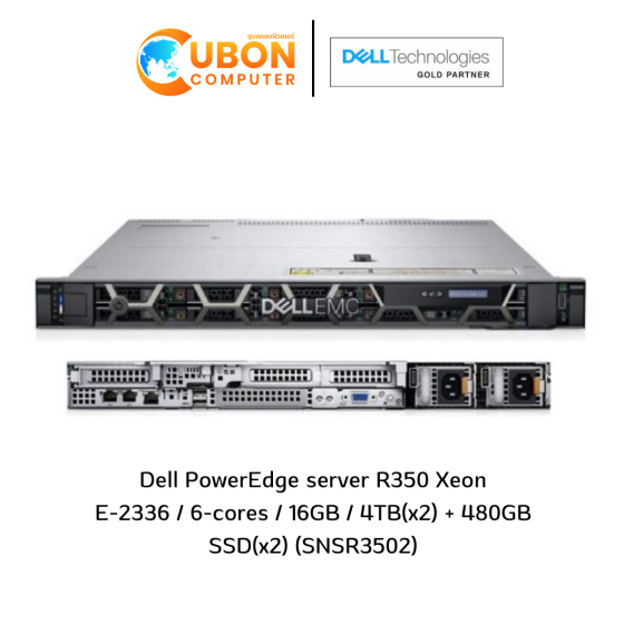 Dell PowerEdge server R350 Xeon E-2336/6-cores/16GB/4TB(x2) + 480GB SSD(x2) (SNSR3502) 