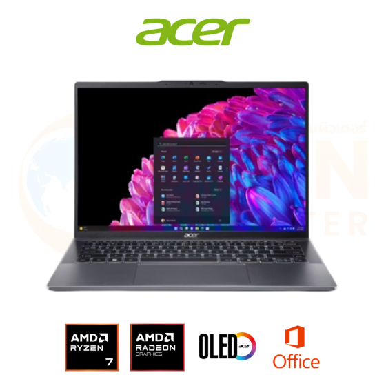 ACER SWIFT GO14-SFG14-63-R1F1 NOTEBOOK (โน้ตบุ๊ค) AMD RYZEN 7 8845HS / 16GB / 512GB / WIN 11+OFF / ประกันศูนย์ 3 ปี