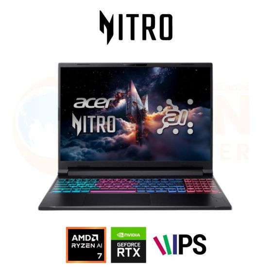 ACER NITRO V16S AI ANV16S-41-R7HF NOTEBOOK (โน้ตบุ๊ค) AMD RYZEN 7 AI 260 / RTX 5060 / 16GB / 1TB / WIN11 / ประกันศูนย์ 3 ปี OSS