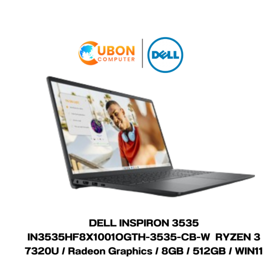 DELL INSPIRON 3535 IN3535HF8X1001OGTH NOTEBOOK (โน๊ตบุ๊ค) RYZEN 3 7320U / Radeon Graphics / 8GB / 512GB / WIN11+OF ) ประกันศูนย์ 2 ปี