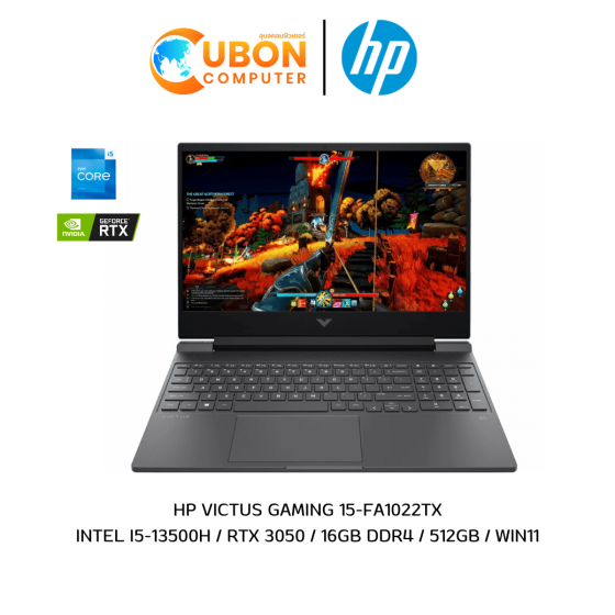 สินค้าแกะกล่อง ราคาพิเศษ NOTEBOOK โน๊ตบุ๊ค HP VICTUS GAMING 15-FA1022TX INTEL I5-13500H / RTX 3050 / 16GB DDR4 / 512GB / WIN11