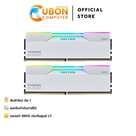RAM (แรมพีซี) KLEVV CRAS V RGB GAMING OC WHITE 32GB (16GBx2) DDR5 6000MHz CL28 ประกันศูนย์ LT