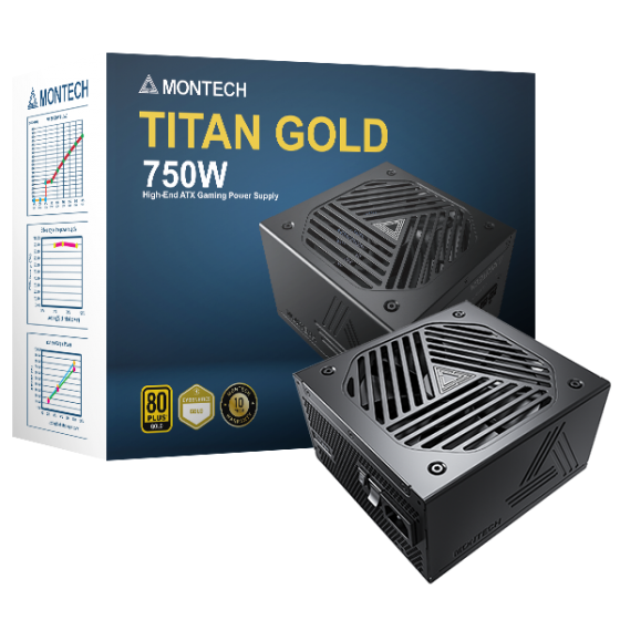 POWER SUPPLY (อุปกรณ์จ่ายไฟ) MONTECH TITAN 80 PLUS GOLD ATX 3.0 PCIE 5.0 รับประกัน 10 ปี