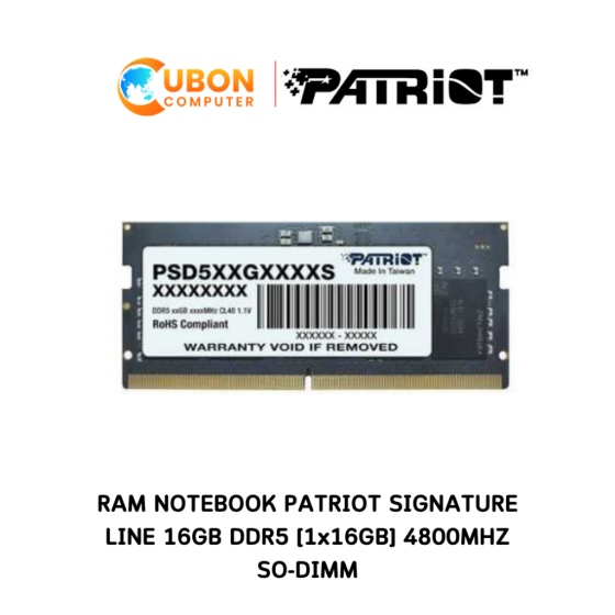 RAM NOTEBOOK (แรมโน๊ตบุ๊ค) PATRIOT SIGNATURE LINE 16GB DDR5 [1x16GB] 4800MHZ SO-DIMM