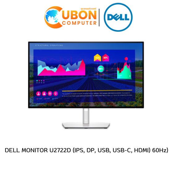 DELL MONITOR (จอมอนิเตอร์) U2722D 27" IPS 60Hz - 3 YEARS