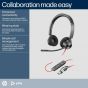 หูฟัง POLY BLACKWIRE 3320 STEREO MICROSOFT TEAMS CERTIFIED USB-C HEADSET + USB-C/A ADAPTER - 2 YEAR