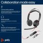 หูฟัง POLY BLACKWIRE 5220 STEREO USB-C HEADSET + 3.5mm PLUG + USB-C/A ADAPTER - 2 YEAR