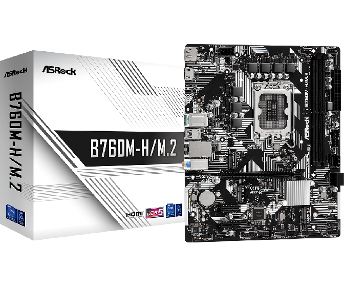 MAINBOARD (เมนบอร์ด) LGA1700 ASROCK B760M-H M.2 DDR5 ประกันศูนย์ 3 ปี