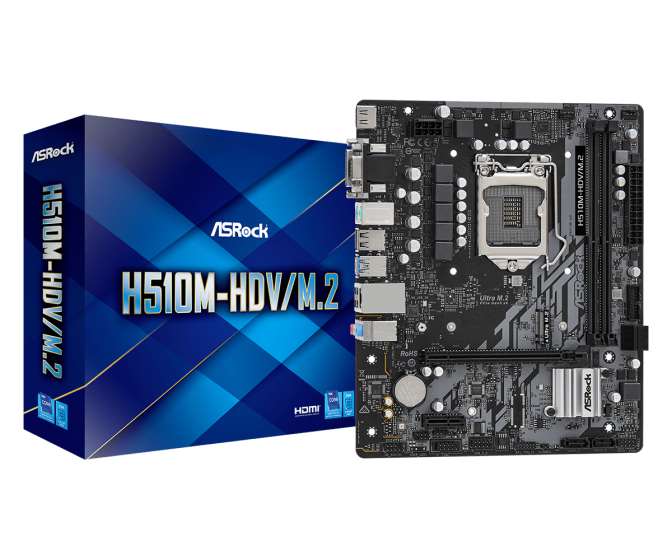 MAINBOARD (เมนบอร์ด) ASROCK H510M HDV/M.2 DDR4 LGA1200 ประกันศูนย์ 3 ปี